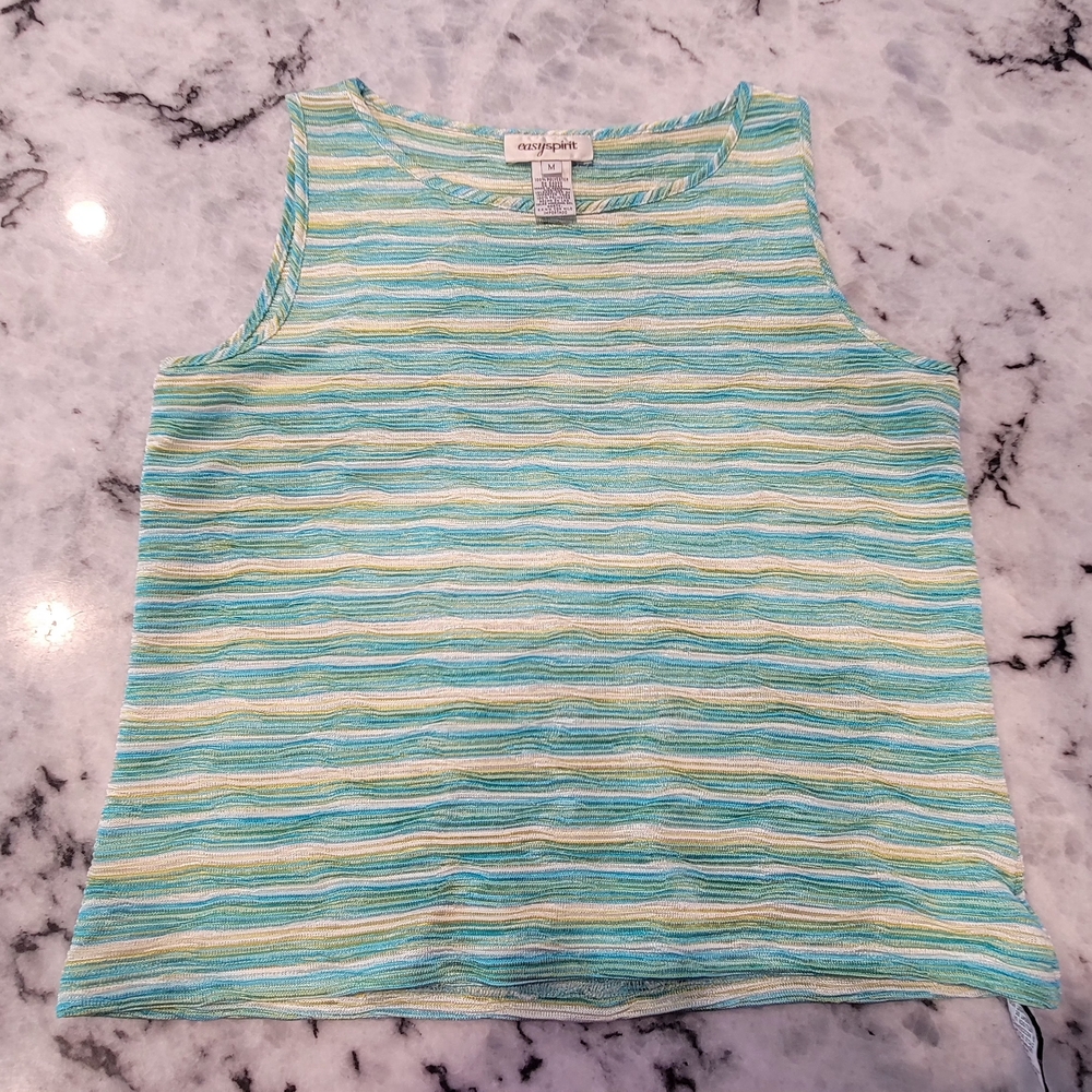 Easy Spirit Women's Striped Tank Top - Blue and Green